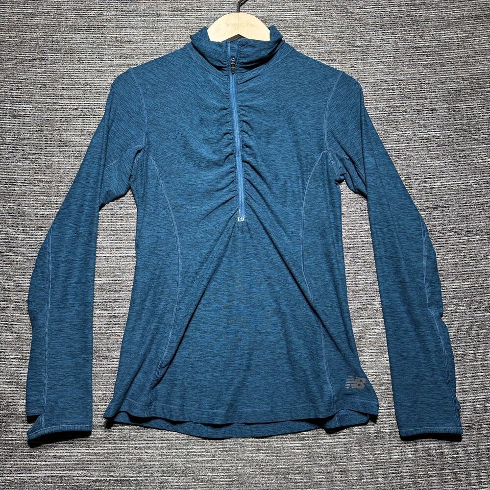 New Balance Pullover Shirt Women's Small Blue 1/2 Zip Long Sleeve GYM Fitness